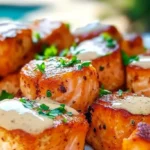 Crispy Bang Bang Salmon Bites with sauce.