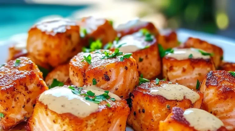 Crispy Bang Bang Salmon Bites with sauce.