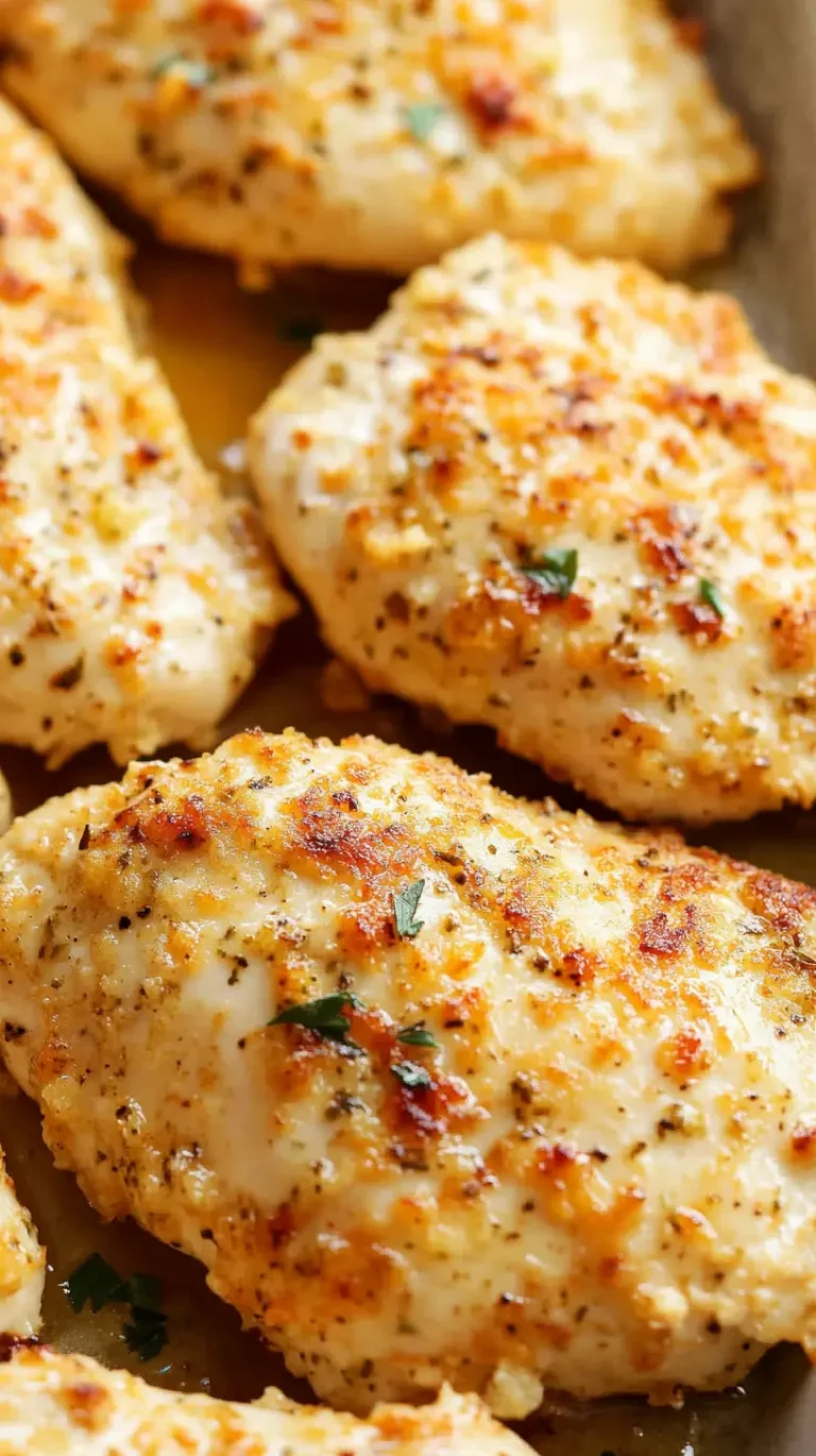 Close-up of golden brown air fryer chicken breasts seasoned with herbs and spices, showcasing juicy texture and 'melt-in-your-mouth' quality
