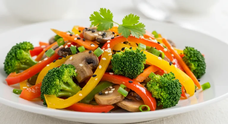 A vibrant plate of Broccoli and Mushroom Stir Fry