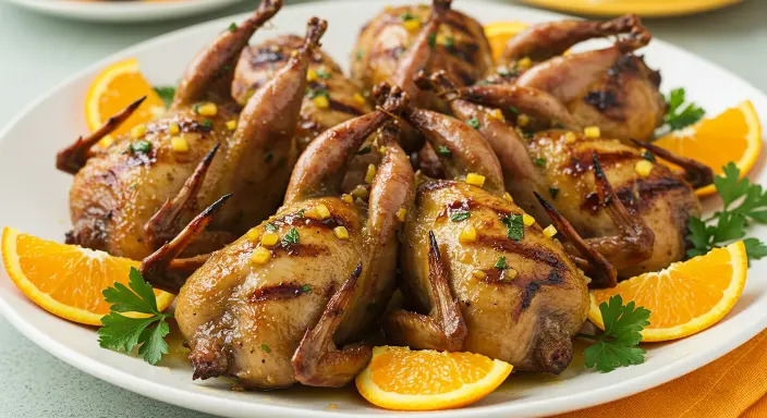 Butterflied Quail With An Orange