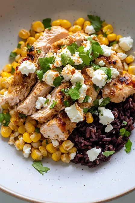 Flavor Packed Street Corn Chicken Rice Bowl