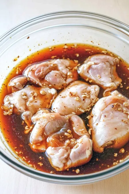 Marinating Chicken Thighs in Huli Huli Sauce.