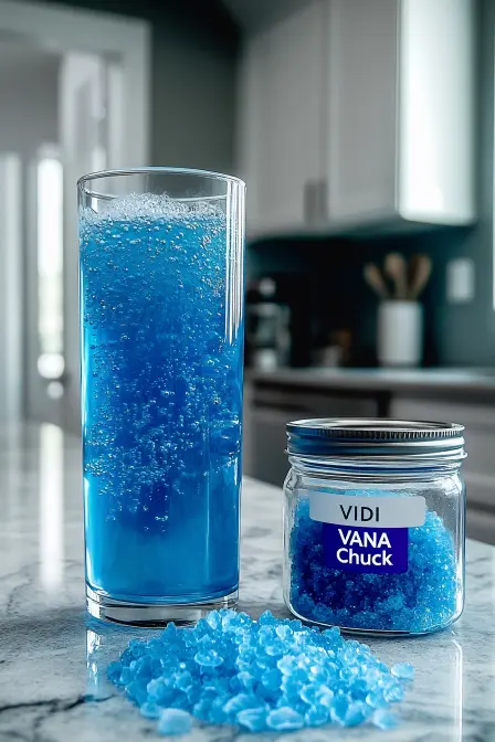 a glass of Blue Salt Trick