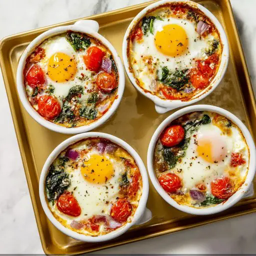 Baked Eggs with Tomatoes and Feta Cheese