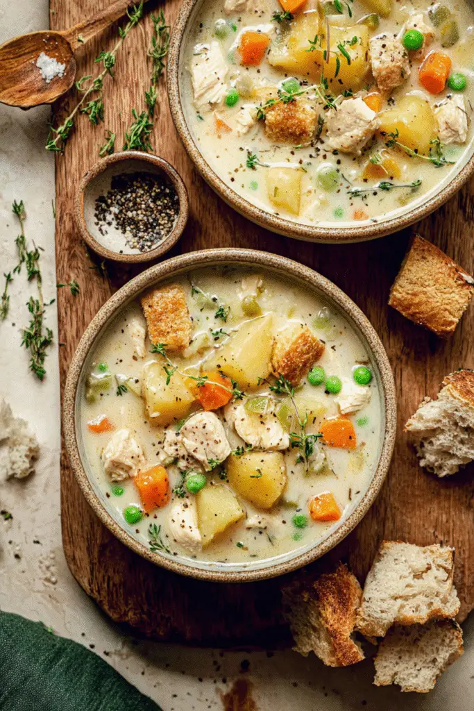 Creamy Chicken Pot Pie Soup with Coconut Milkk