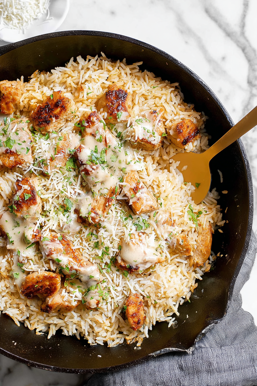 One Pan Garlic Parmesan Chicken with Rice