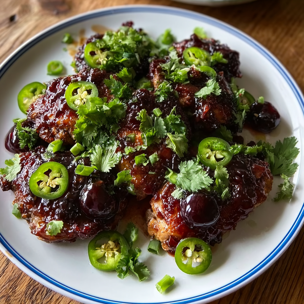 Sticky Cherry Chicken Thighs
