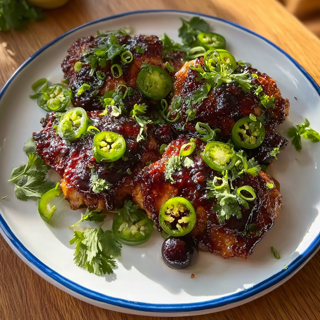 Sticky Cherry Chicken Thighss