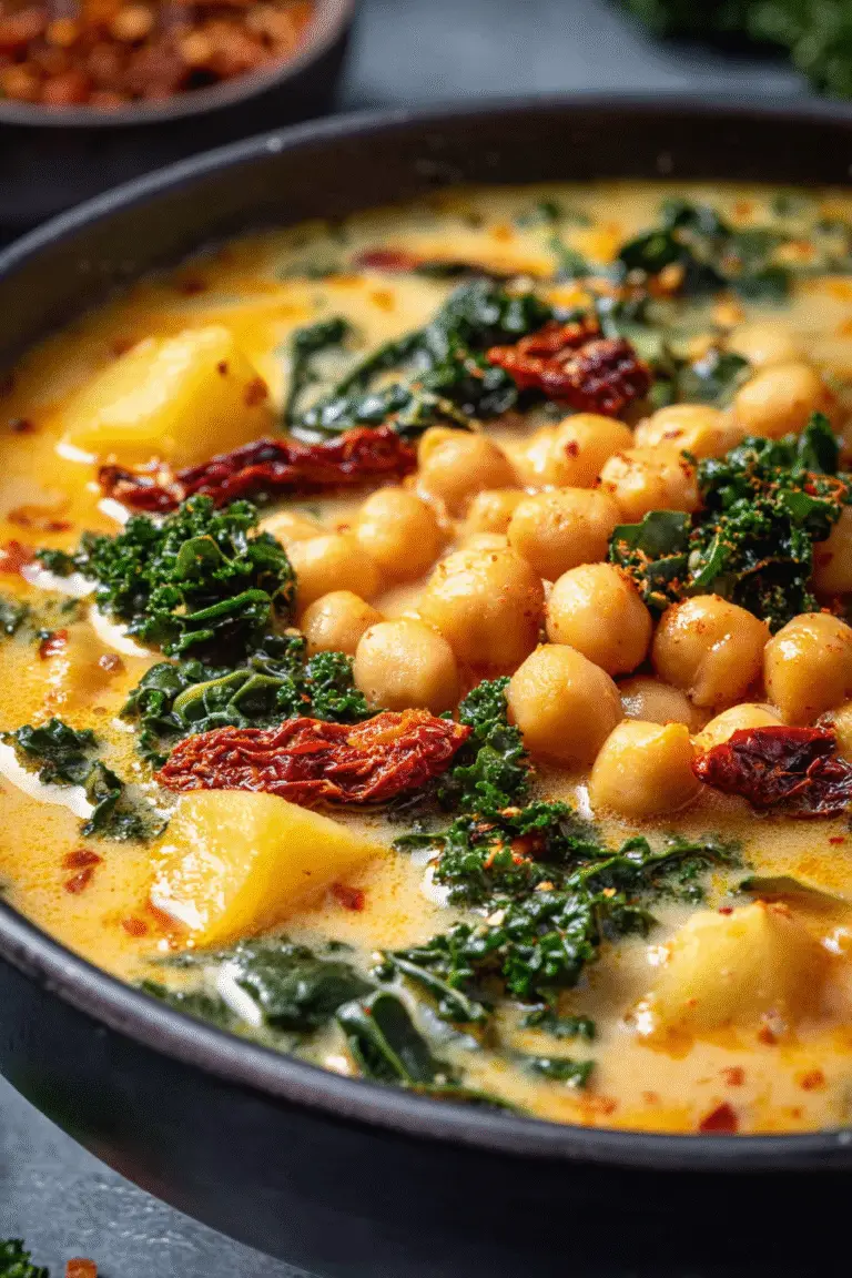 Tuscan Garbanzo Bean Soup with Kale and Potatoes