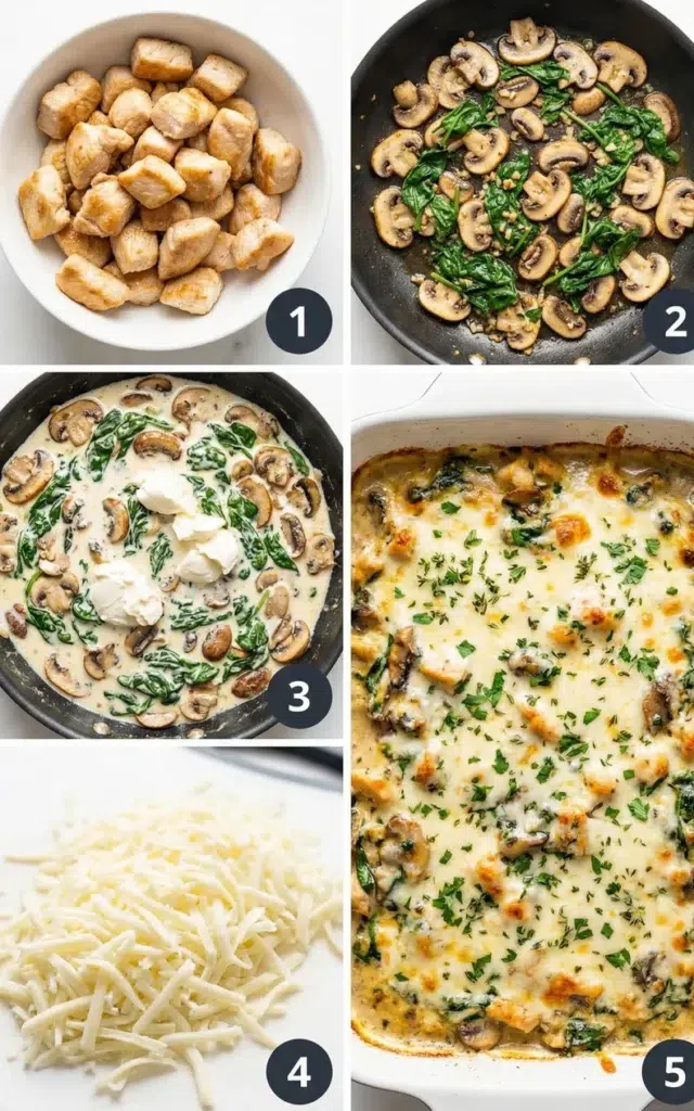 Keto Garlic Mushroom Chicken Casserole Baked