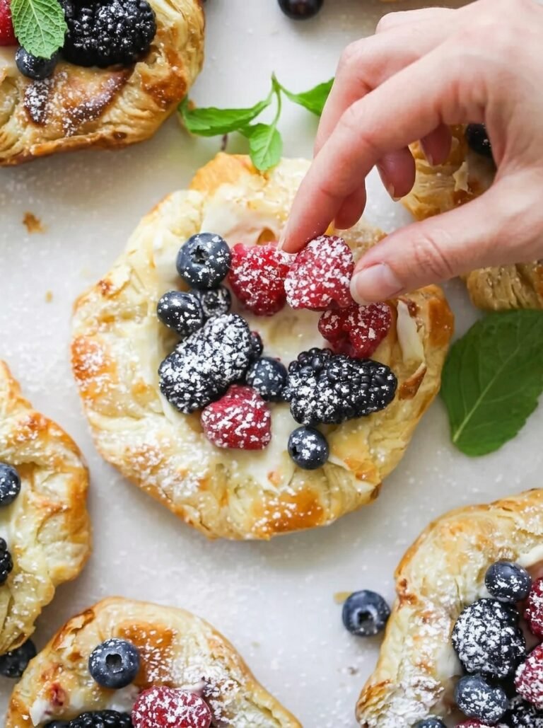Triple Berry Cream Cheese Puff Pastry Tarts